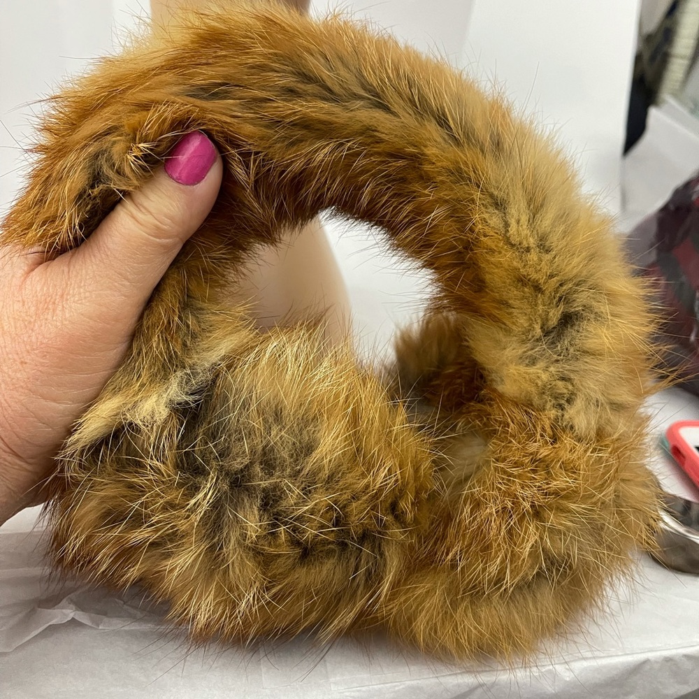 Red fox fur ear muffs
